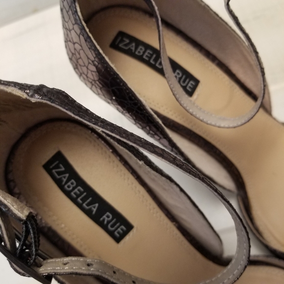 {10} Izabella Rue Nina Strap Heel Metallic Merlot Maroon Purple - Picture 9 of 12